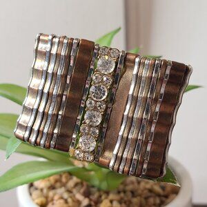 Stretch Bracelet Gold Silver Brown Rhinestone Fashion Jewelry‎ Accessory